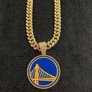 Golden State Warriors 20 Inch Necklace Pendant Cuban Chain Link  NBA Basketball